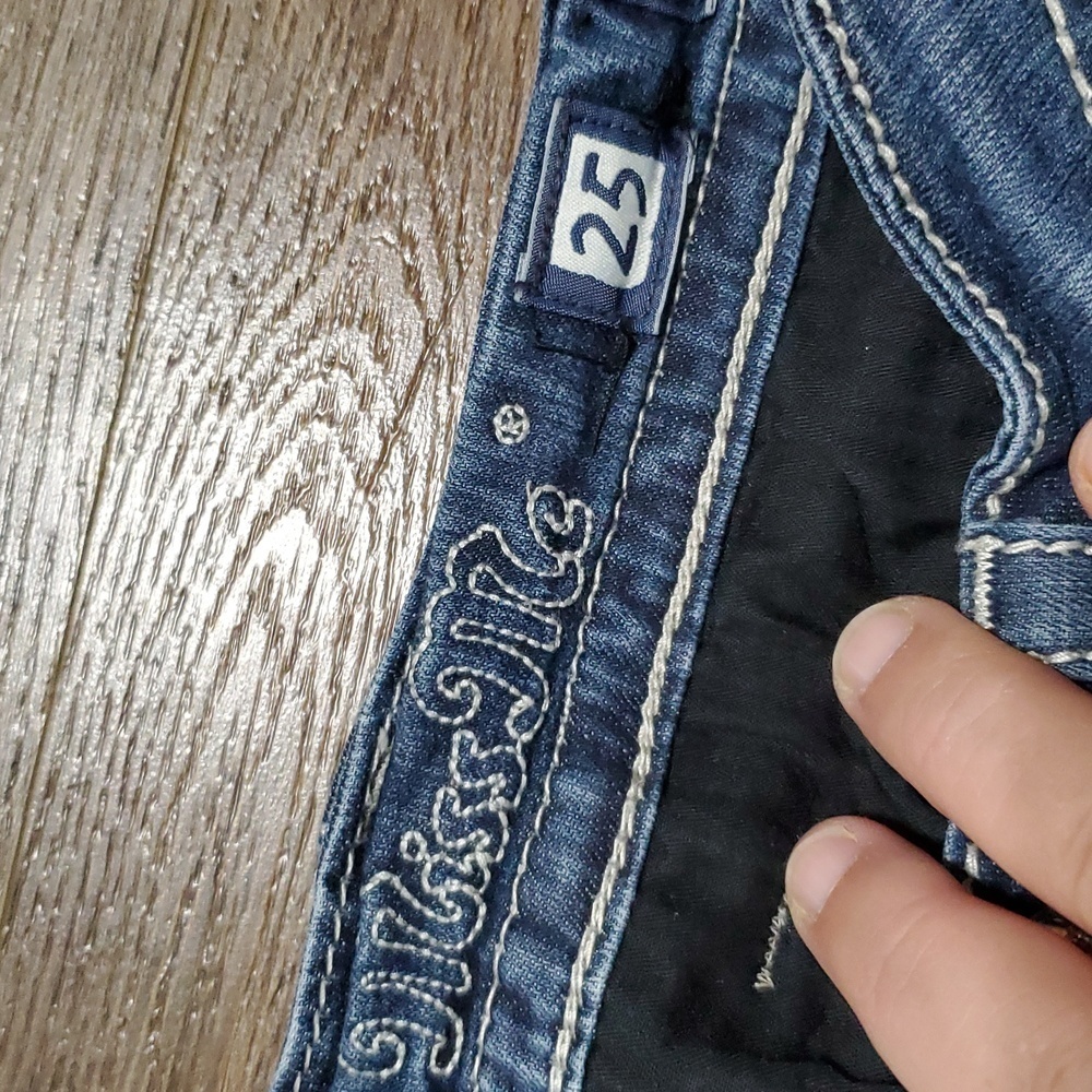 Miss Me Mid Rise Boot Cut Distressed Pocket Flap Embellished Jeans - Picture 5 of 10